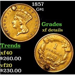 1857 Gold Dollar $1 Grades xf details