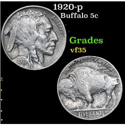 1920-p Buffalo Nickel 5c Grades vf++