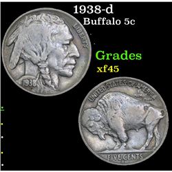 1938-d Buffalo Nickel 5c Grades xf+