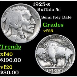 1925-s Buffalo Nickel 5c Grades vf+