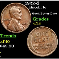 1922-d Lincoln Cent 1c Grades vf++