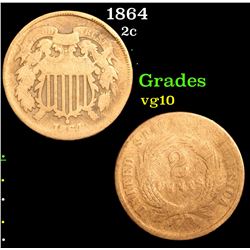 1864 Two Cent Piece 2c Grades vg+