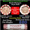 Image 1 : Mixed small cents 1c orig shotgun roll, 1917-d Wheat Cent, 1896 Indian Cent other end