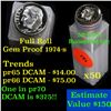 Image 1 : Proof 1974-s Roosevelt Dime 10c roll, 50 pieces (fc)