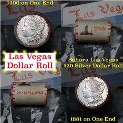 ***Auction Highlight*** Full Morgan/Peace Sahara Hotel silver $1 roll $20, 1881 & 1900 ends . . (fc)