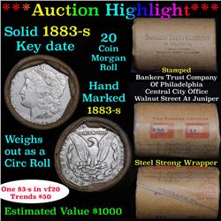 ***Auction Highlight*** Full solid date 1883-s Morgan silver dollar roll, 20 coins   (fc)