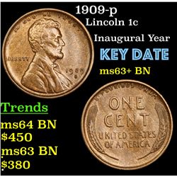 1909-s Key Date Lincoln cent 1c grades Select+ Unc BN