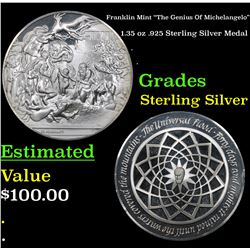 Franklin Mint "The Genius Of Michelangelo" 1.35 oz .925 Sterling Silver Medal Grades