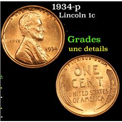 1934-p Lincoln Cent 1c Grades Unc Details