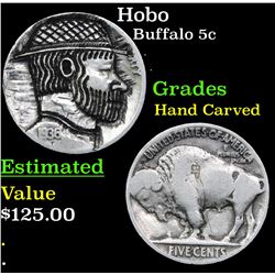 Hobo Buffalo Nickel 5c Grades Hand Carved