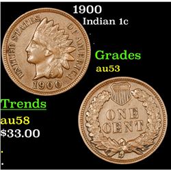 1900 Indian Cent 1c Grades Select AU
