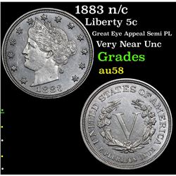 1883 n/c Liberty Nickel 5c Grades Choice AU/BU Slider