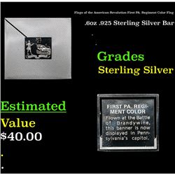 Flags of the American Revolution First PA. Regiment Color Flag .6oz .925 Sterling Silver Bar Grades