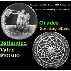 Franklin Mint "The Genius Of Michelangelo" 1.35 oz .925 Sterling Silver Medal Grades