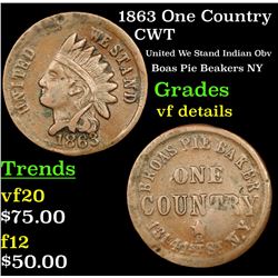 1863 One Country Civil War Token 1c Grades vf details
