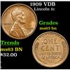 Image 1 : 1909 VDB Lincoln Cent 1c Grades Select Unc BN