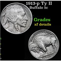 1913-p Ty II Buffalo Nickel 5c Grades xf details