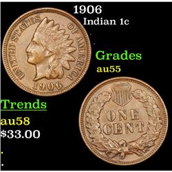 1906 Indian Cent 1c Grades Choice AU