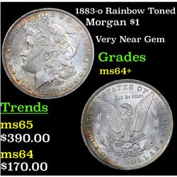 1883-o Rainbow Toned Morgan Dollar $1 Grades Choice+ Unc