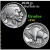 Image 1 : 1919-p Buffalo Nickel 5c Grades vf++