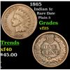 Image 1 : 1865 Indian Cent 1c Grades vf+