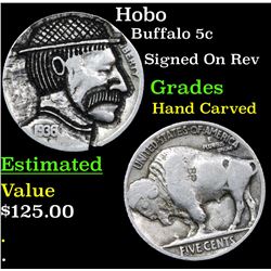 Hobo Buffalo Nickel 5c Grades Hand Carved