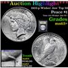Image 1 : ***Auction Highlight*** 1923-p Wisker Jaw Top 50 Peace Dollar $1 Graded Select+ Unc By USCG (fc)