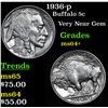 Image 1 : 1936-p Buffalo Nickel 5c Grades Choice+ Unc