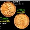 Image 1 : 1920-p Lincoln Cent 1c Grades Select Unc RB