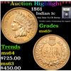 Image 1 : ***Auction Highlight*** 1861 Indian Cent 1c Graded Select+ Unc By USCG (fc)