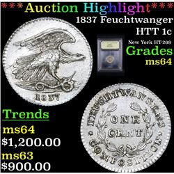 ***Auction Highlight*** 1837 Feuchtwanger Hard Times Token 1c Graded Choice Unc By USCG (fc)