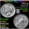 Image 1 : ***Auction Highlight*** 1921-p Peace Dollar $1 Graded Select+ Unc By USCG (fc)