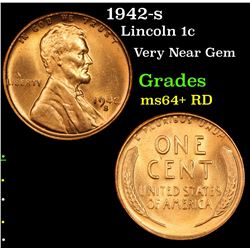 1942-s Lincoln Cent 1c Grades Choice+ Unc RD