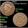 Image 1 : 1832 Coronet Head Large Cent 1c Grades f+