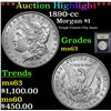Image 1 : ***Auction Highlight*** 1890-cc Morgan Dollar $1 Graded Select Unc By USCG (fc)