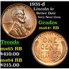 Image 1 : 1931-d Lincoln Cent 1c Grades Choice+ Unc RB