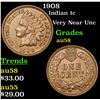 Image 1 : 1908 Indian Cent 1c Grades Choice AU/BU Slider