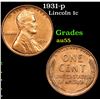 1931-p Lincoln Cent 1c Grades Choice AU