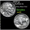 1937-p Buffalo Nickel 5c Grades Choice AU/BU Slider