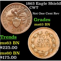 1863 Eagle Shield Civil War Token 1c Grades Select Unc BN