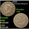 Image 1 : 1822 Coronet Head Large Cent 1c Grades vf+