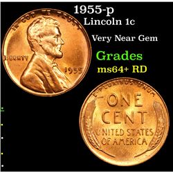 1955-p Lincoln Cent 1c Grades Choice+ Unc RD