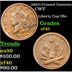 (1863) Crossed Cannons Civil War Token 1c Grades xf+