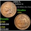 Image 1 : 1864 L Indian Cent 1c Grades vf++