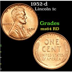 1952-d Lincoln Cent 1c Grades Choice Unc RD