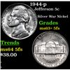 Image 1 : 1944-p Jefferson Nickel 5c Grades Select Unc+ 5fs