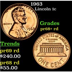 1963 Lincoln Cent 1c Grades Gem++ Proof Red