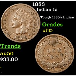 1883 Indian Cent 1c Grades xf+