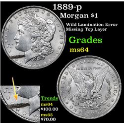 1889-p Morgan Dollar $1 Grades Choice Unc