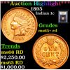 Image 1 : ***Auction Highlight*** 1895 Indian Cent 1c Graded Gem+ Unc RD By USCG (fc)